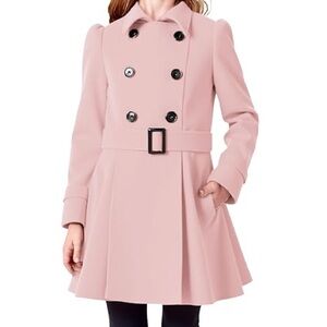 Girls Blush Pink Peacoat Size 10-12 Double Breasted Belted Dress Coat